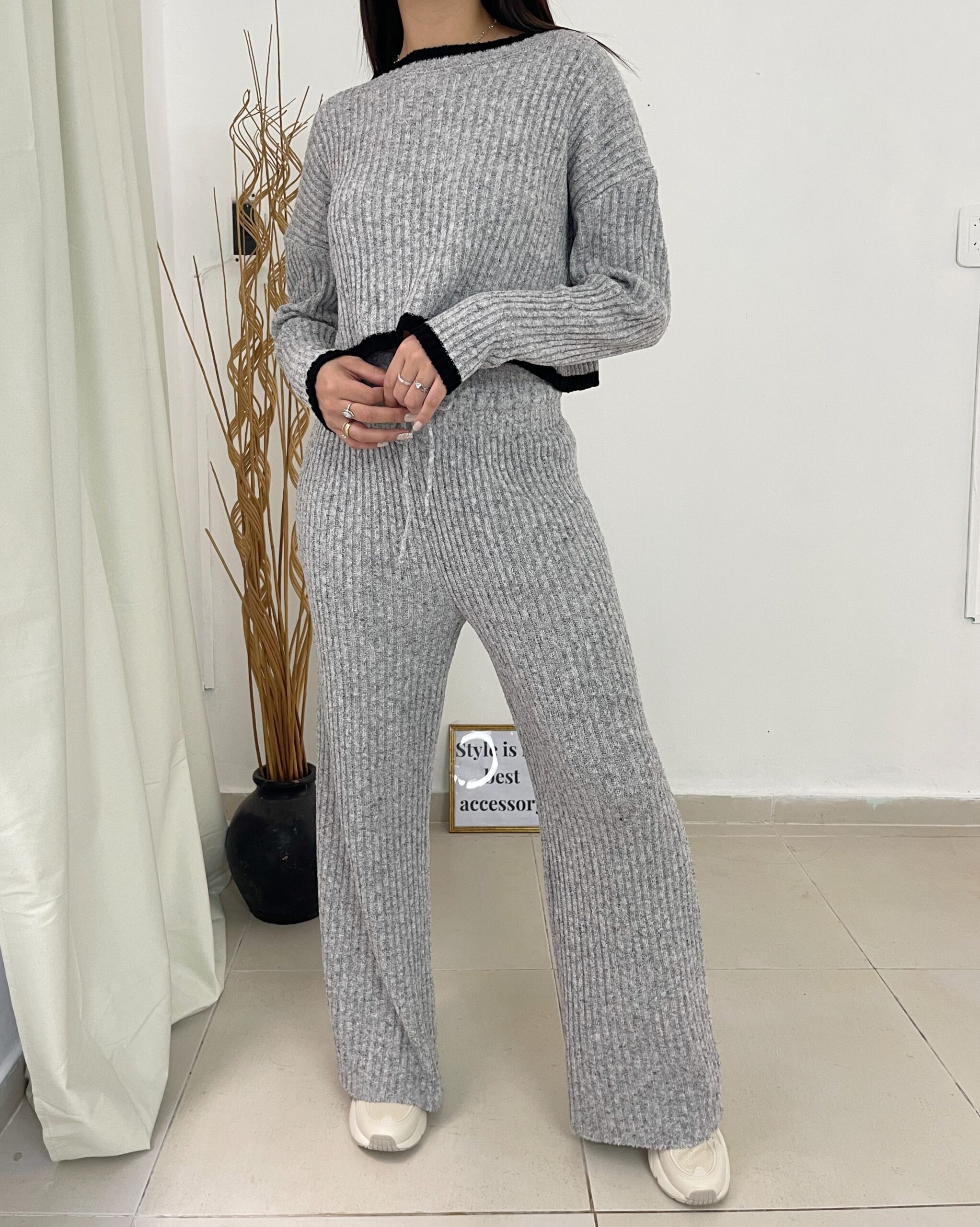 set importado de lana (gris con negro)