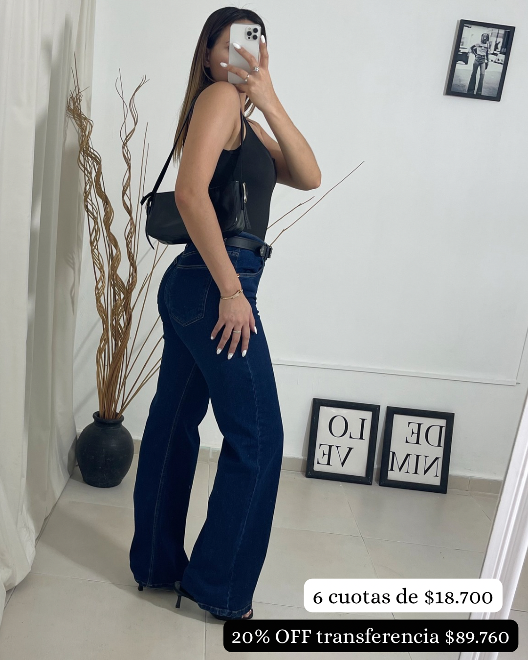 wide leg azul elastizado importado