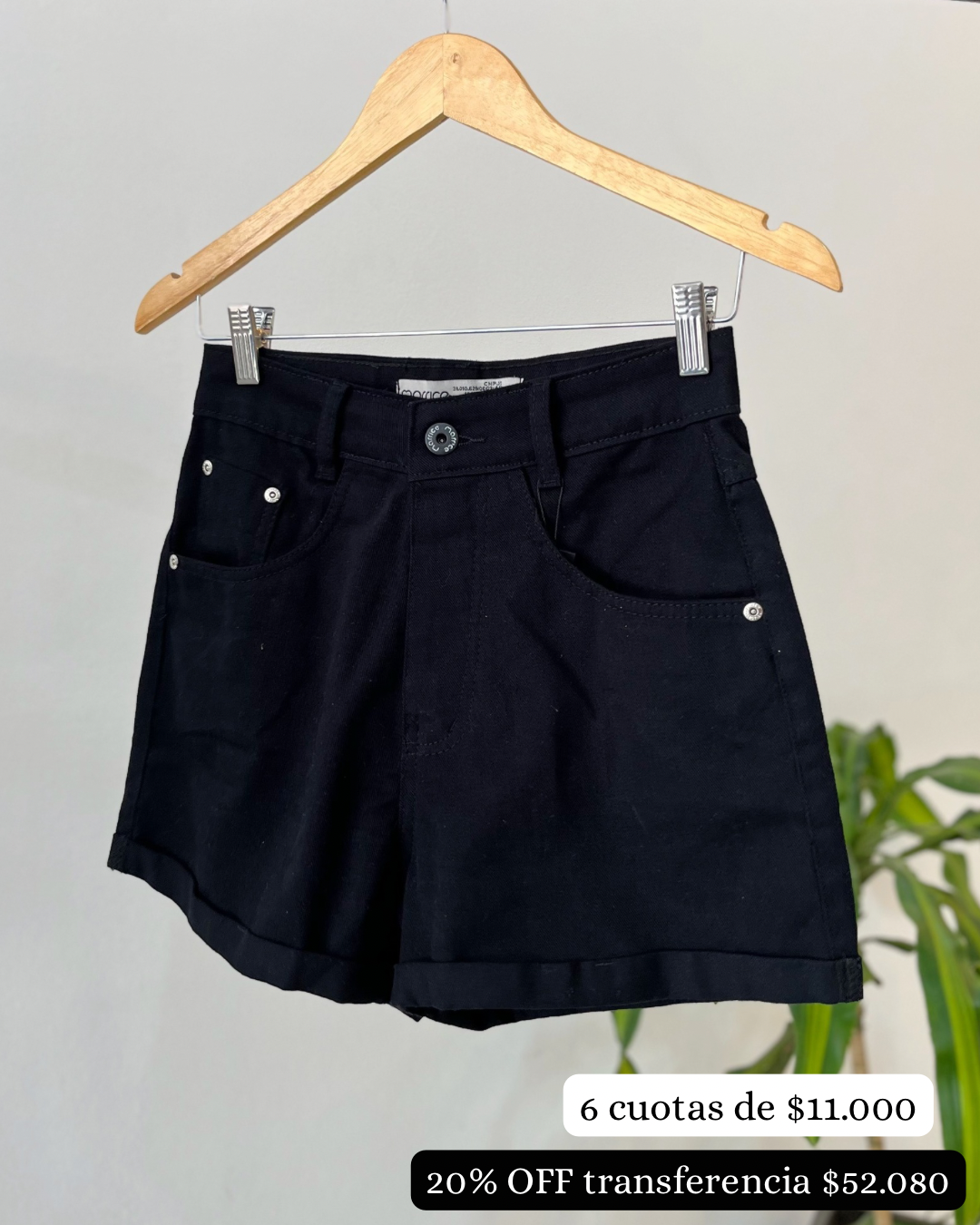 short de jean rigido negro tiro alto