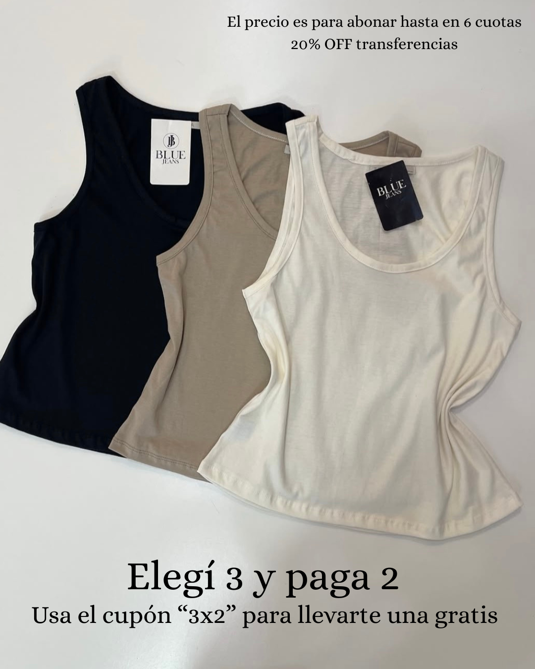 musculosa algodon premium, talle unico